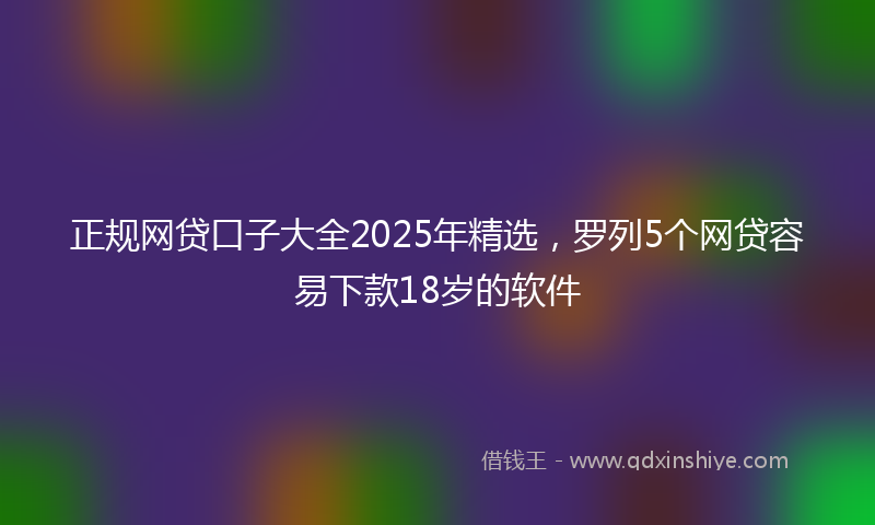 正规网贷口子大全2025年精选，罗列5个网贷容易下款18岁的软件