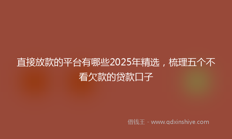 直接放款的平台有哪些2025年精选，梳理五个不看欠款的贷款口子