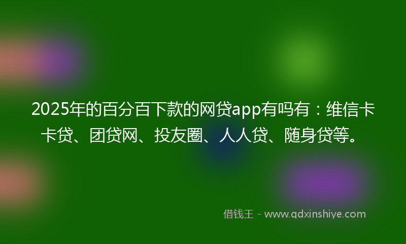 2025年的百分百下款的网贷app有吗有：维信卡卡贷、团贷网、投友圈、人人贷、随身贷等。