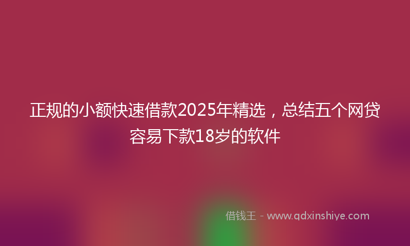 正规的小额快速借款2025年精选，总结五个网贷容易下款18岁的软件