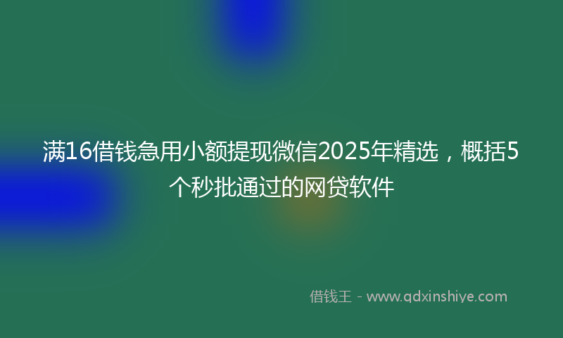 满16借钱急用小额提现微信2025年精选，概括5个秒批通过的网贷软件