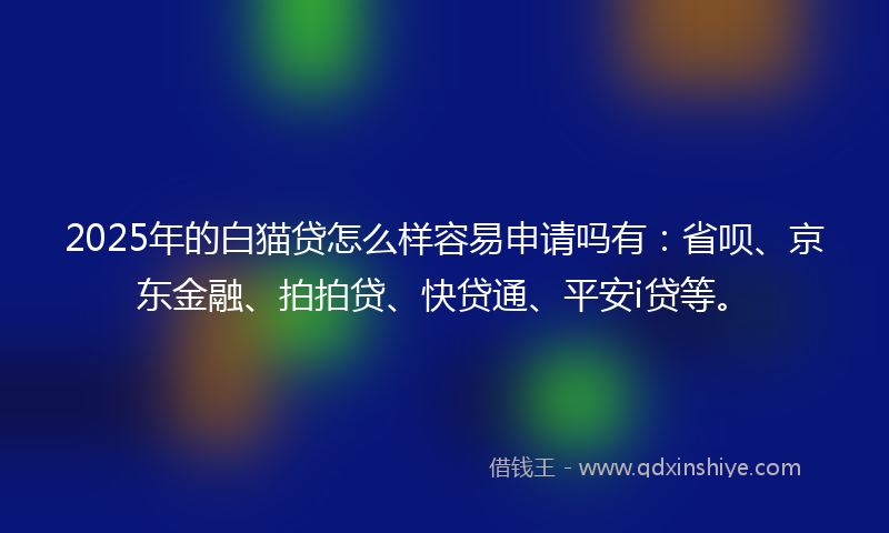 2025年的白猫贷怎么样容易申请吗有：省呗、京东金融、拍拍贷、快贷通、平安i贷等。