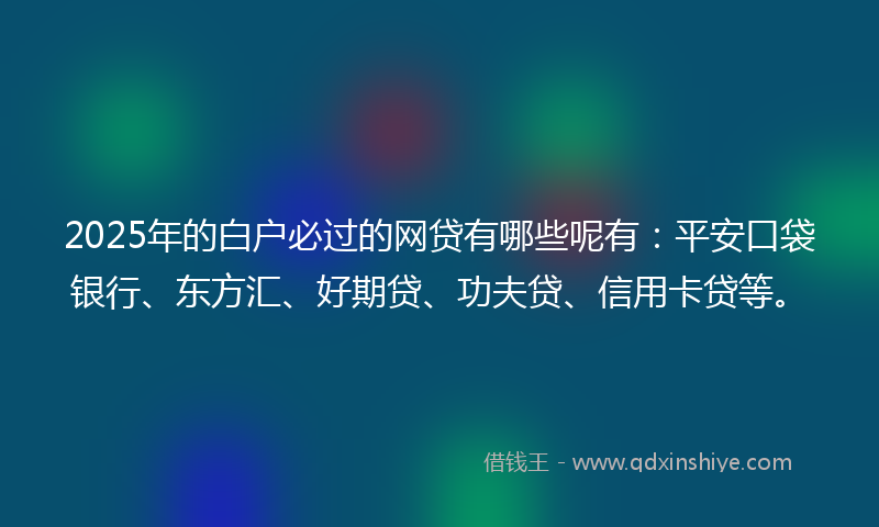 2025年的白户必过的网贷有哪些呢有：平安口袋银行、东方汇、好期贷、功夫贷、信用卡贷等。