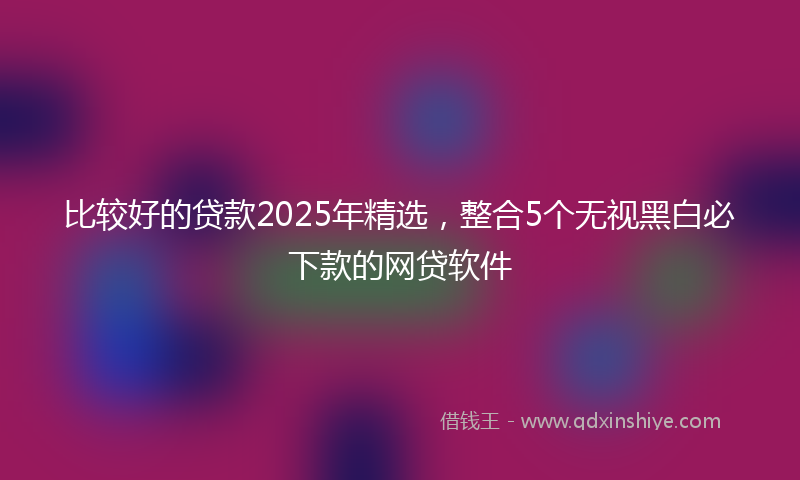 比较好的贷款2025年精选，整合5个无视黑白必下款的网贷软件