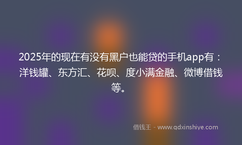 2025年的现在有没有黑户也能贷的手机app有：洋钱罐、东方汇、花呗、度小满金融、微博借钱等。