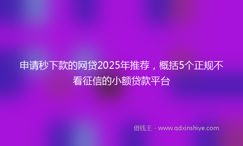 申请秒下款的网贷2025年推荐，概括5个正规不看征信的小额贷款平台