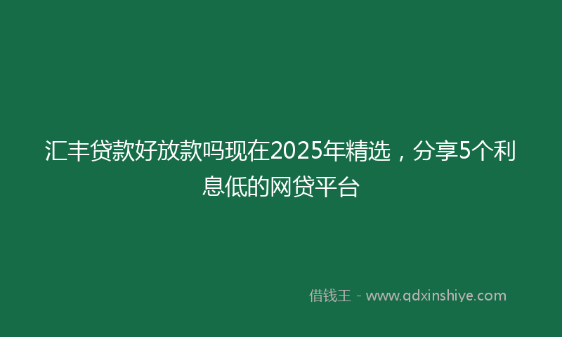 汇丰贷款好放款吗现在2025年精选，分享5个利息低的网贷平台