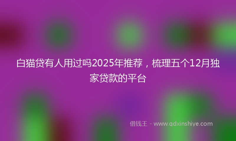 白猫贷有人用过吗2025年推荐，梳理五个12月独家贷款的平台