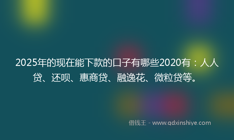 2025年的现在能下款的口子有哪些2020有：人人贷、还呗、惠商贷、融逸花、微粒贷等。