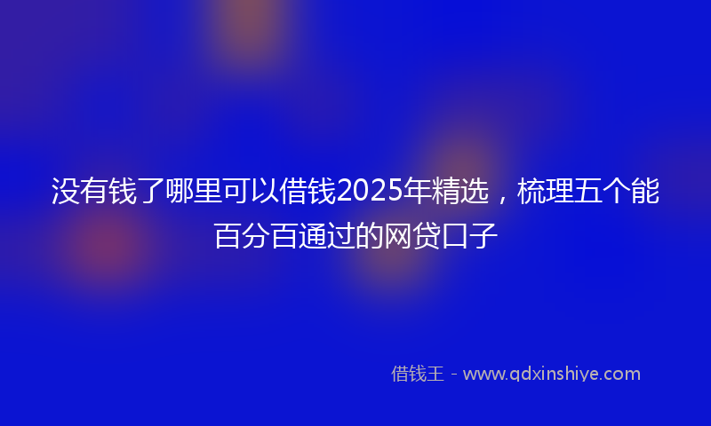 没有钱了哪里可以借钱2025年精选，梳理五个能百分百通过的网贷口子