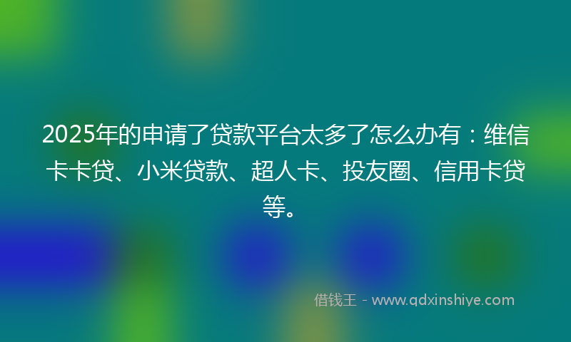 2025年的申请了贷款平台太多了怎么办有：维信卡卡贷、小米贷款、超人卡、投友圈、信用卡贷等。