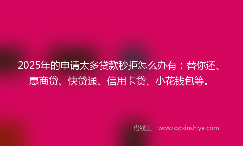 2025年的申请太多贷款秒拒怎么办有：替你还、惠商贷、快贷通、信用卡贷、小花钱包等。
