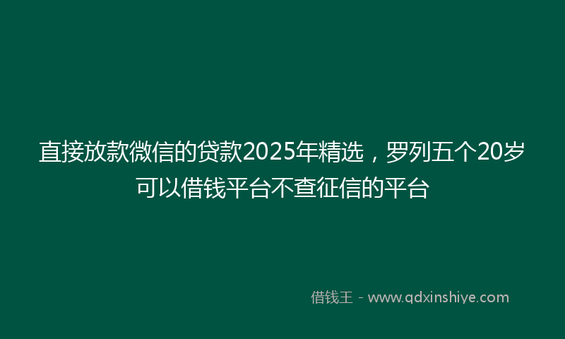 直接放款微信的贷款2025年精选，罗列五个20岁可以借钱平台不查征信的平台