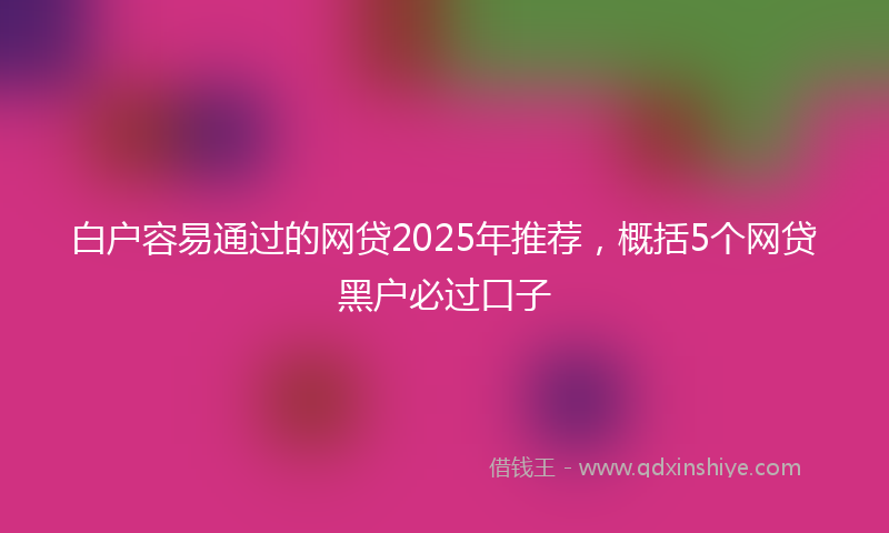 白户容易通过的网贷2025年推荐，概括5个网贷黑户必过口子