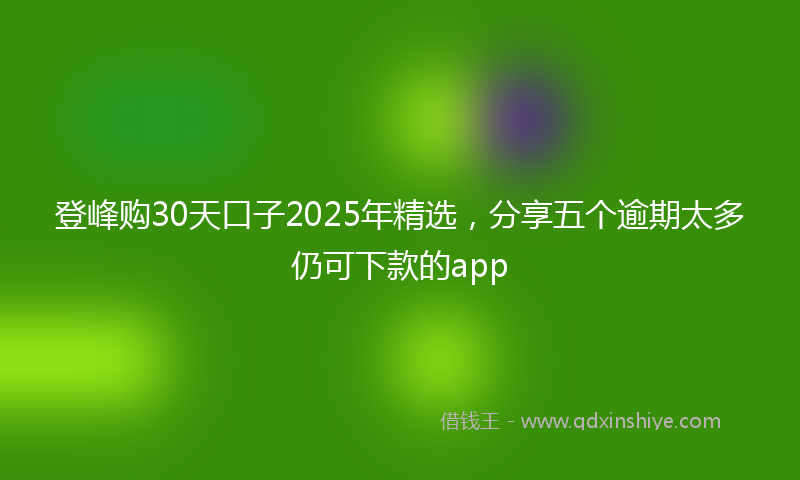 登峰购30天口子2025年精选，分享五个逾期太多仍可下款的app