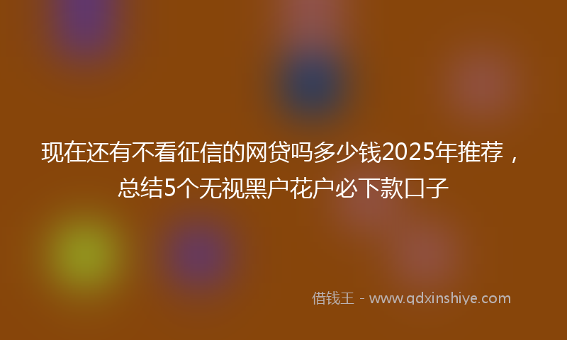 现在还有不看征信的网贷吗多少钱2025年推荐，总结5个无视黑户花户必下款口子