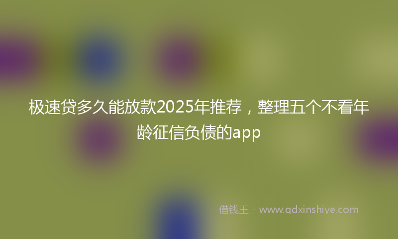 极速贷多久能放款2025年推荐，整理五个不看年龄征信负债的app