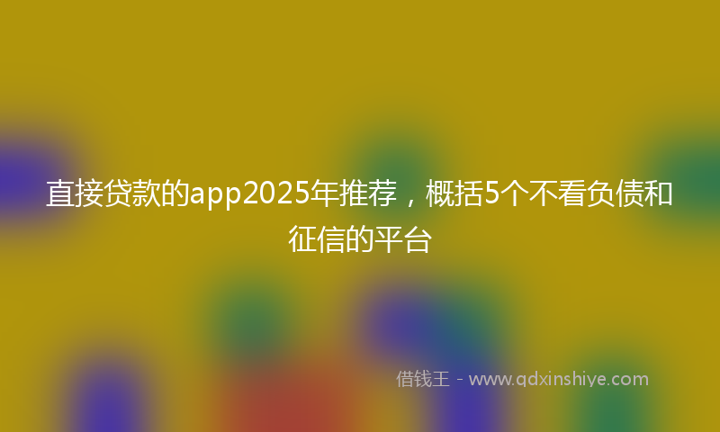 直接贷款的app2025年推荐，概括5个不看负债和征信的平台