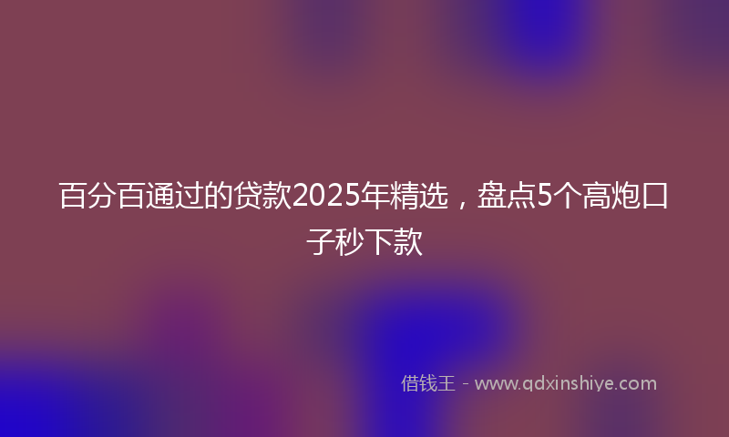 百分百通过的贷款2025年精选，盘点5个高炮口子秒下款