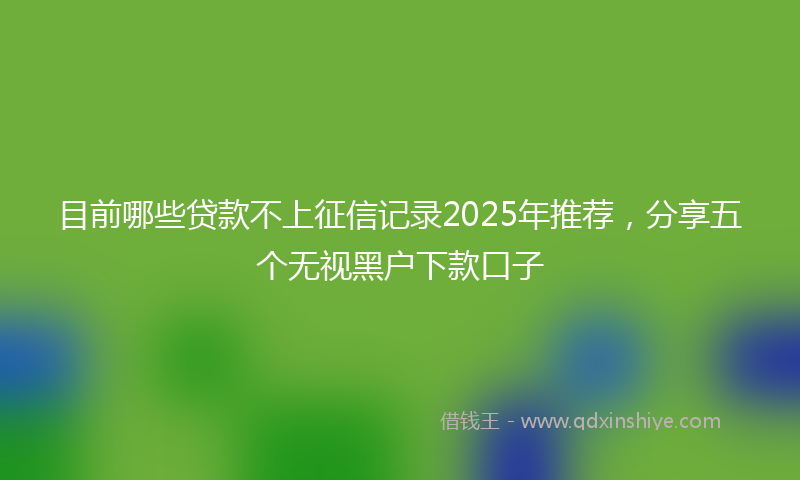 目前哪些贷款不上征信记录2025年推荐，分享五个无视黑户下款口子
