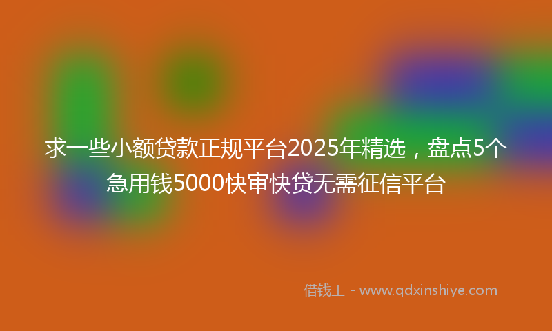 求一些小额贷款正规平台2025年精选，盘点5个急用钱5000快审快贷无需征信平台
