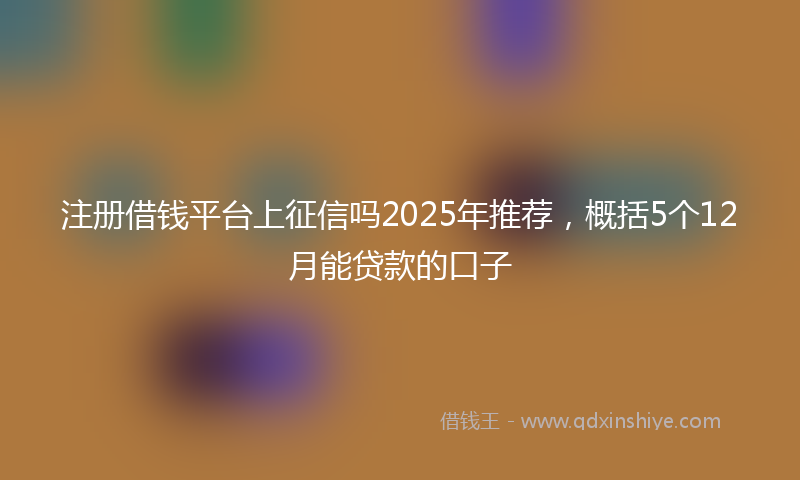 注册借钱平台上征信吗2025年推荐，概括5个12月能贷款的口子