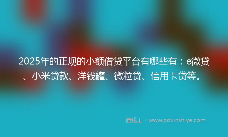 2025年的正规的小额借贷平台有哪些有：e微贷、小米贷款、洋钱罐、微粒贷、信用卡贷等。