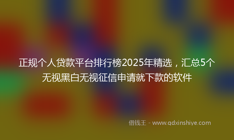 正规个人贷款平台排行榜2025年精选，汇总5个无视黑白无视征信申请就下款的软件