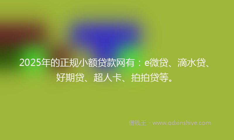 2025年的正规小额贷款网有：e微贷、滴水贷、好期贷、超人卡、拍拍贷等。