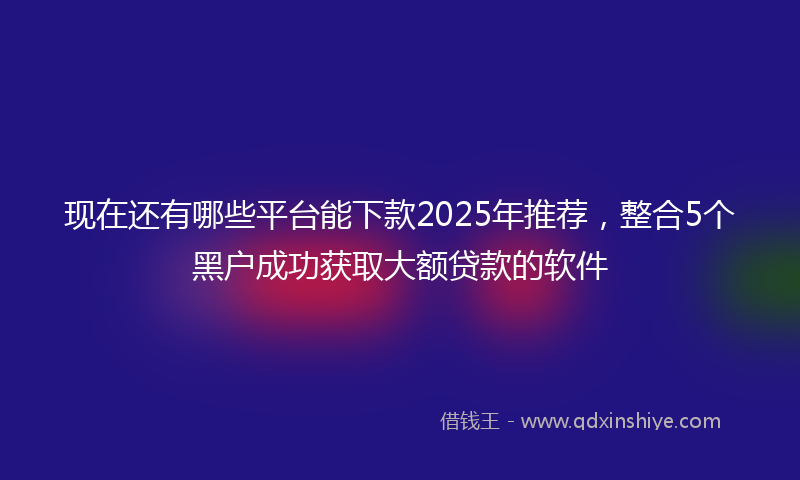 现在还有哪些平台能下款2025年推荐，整合5个黑户成功获取大额贷款的软件