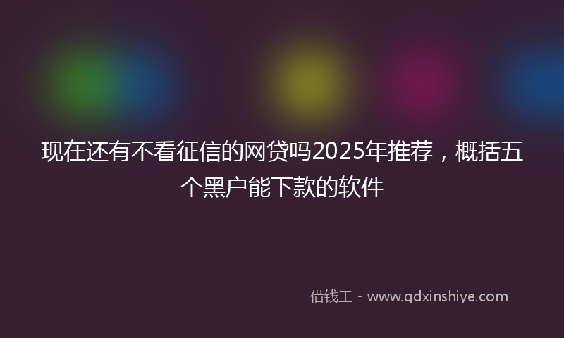 现在还有不看征信的网贷吗2025年推荐，概括五个黑户能下款的软件