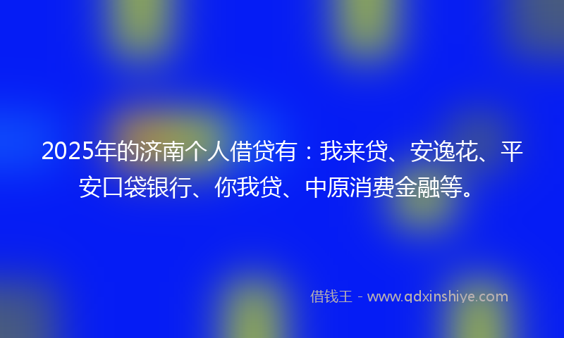 2025年的济南个人借贷有：我来贷、安逸花、平安口袋银行、你我贷、中原消费金融等。