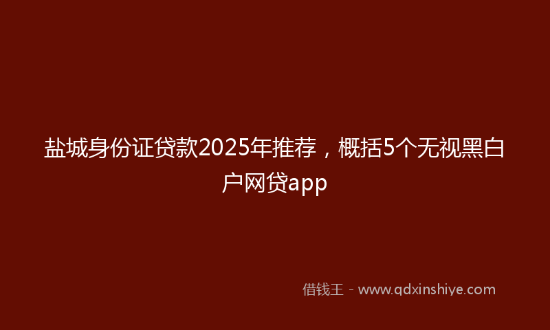 盐城身份证贷款2025年推荐，概括5个无视黑白户网贷app