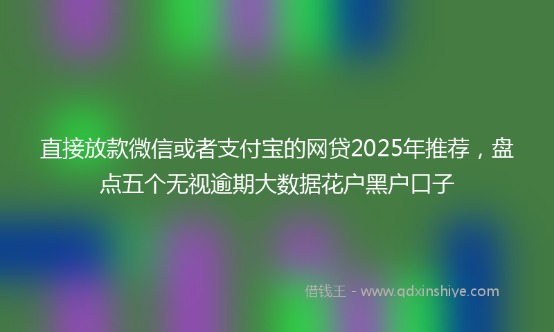 直接放款微信或者支付宝的网贷2025年推荐，盘点五个无视逾期大数据花户黑户口子