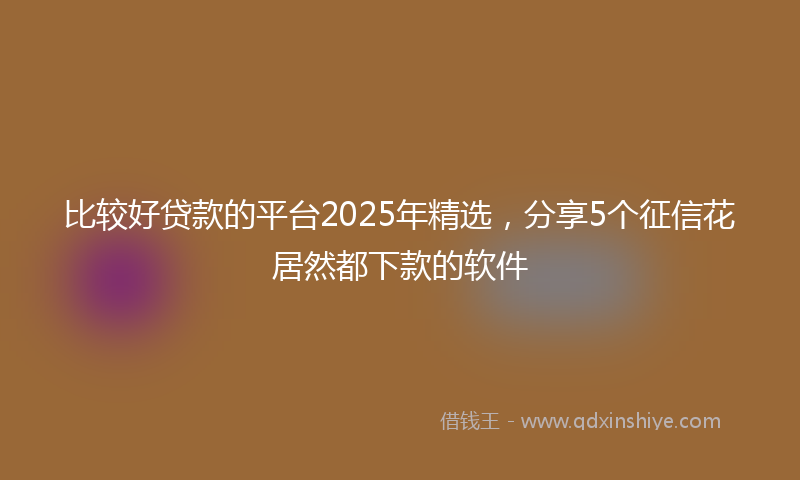 比较好贷款的平台2025年精选，分享5个征信花居然都下款的软件