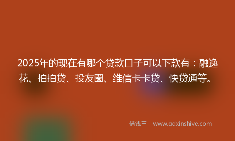 2025年的现在有哪个贷款口子可以下款有：融逸花、拍拍贷、投友圈、维信卡卡贷、快贷通等。