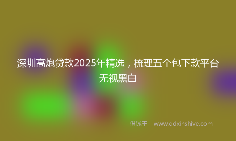 深圳高炮贷款2025年精选，梳理五个包下款平台无视黑白