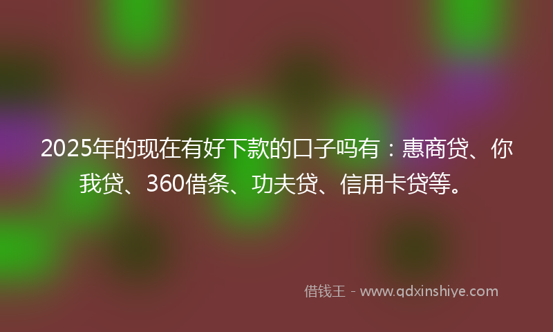 2025年的现在有好下款的口子吗有：惠商贷、你我贷、360借条、功夫贷、信用卡贷等。