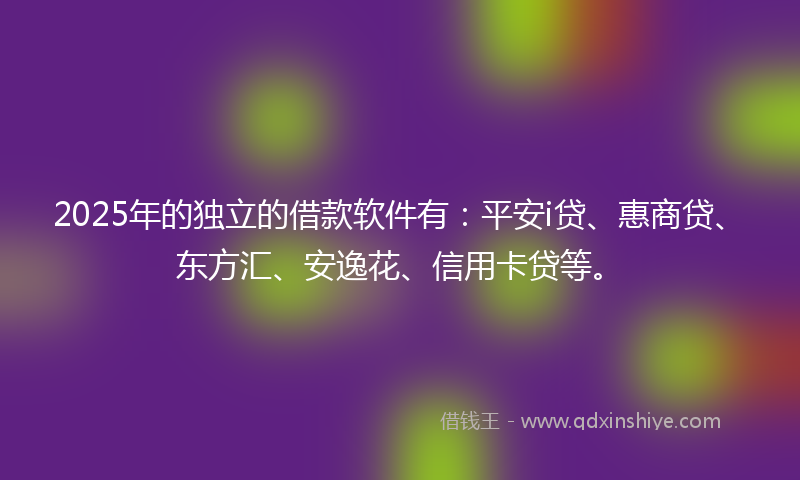 2025年的独立的借款软件有：平安i贷、惠商贷、东方汇、安逸花、信用卡贷等。