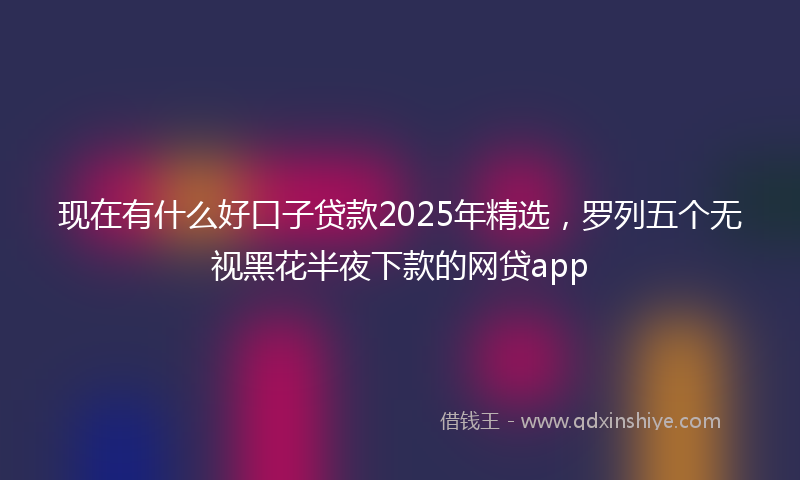 现在有什么好口子贷款2025年精选，罗列五个无视黑花半夜下款的网贷app