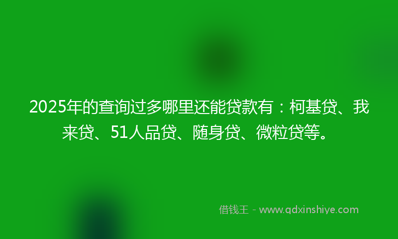 2025年的查询过多哪里还能贷款有：柯基贷、我来贷、51人品贷、随身贷、微粒贷等。