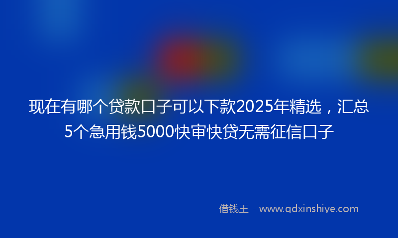 现在有哪个贷款口子可以下款2025年精选，汇总5个急用钱5000快审快贷无需征信口子