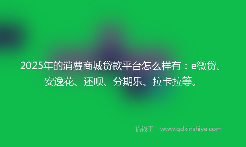 2025年的消费商城贷款平台怎么样有：e微贷、安逸花、还呗、分期乐、拉卡拉等。