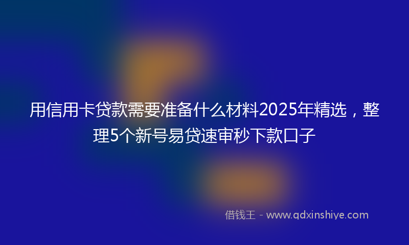 用信用卡贷款需要准备什么材料2025年精选，整理5个新号易贷速审秒下款口子