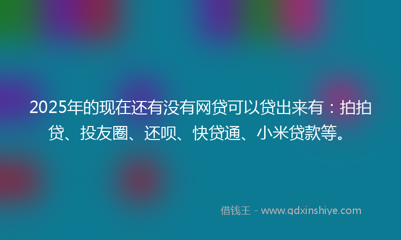 2025年的现在还有没有网贷可以贷出来有：拍拍贷、投友圈、还呗、快贷通、小米贷款等。