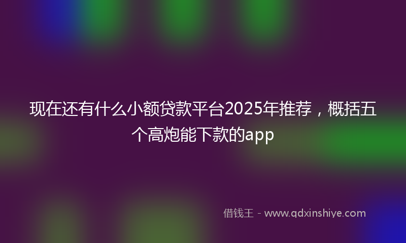 现在还有什么小额贷款平台2025年推荐，概括五个高炮能下款的app