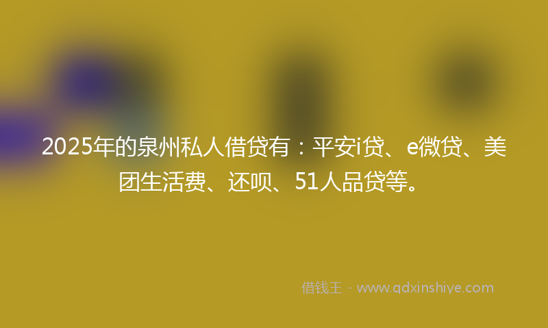 2025年的泉州私人借贷有：平安i贷、e微贷、美团生活费、还呗、51人品贷等。