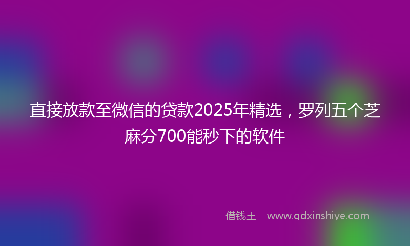 直接放款至微信的贷款2025年精选，罗列五个芝麻分700能秒下的软件