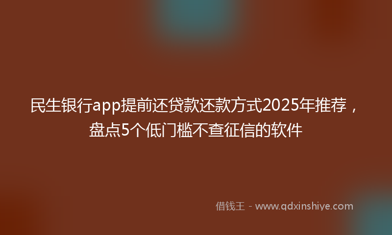 民生银行app提前还贷款还款方式2025年推荐，盘点5个低门槛不查征信的软件