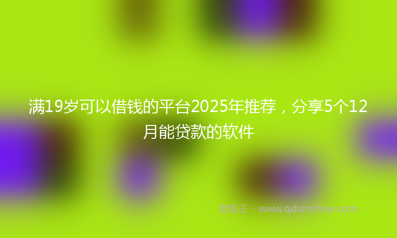 满19岁可以借钱的平台2025年推荐，分享5个12月能贷款的软件